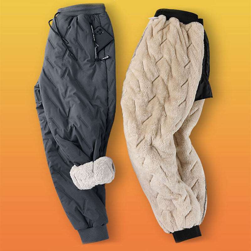 Winter Thick Velvet Joggers with Zip Pocket for Men