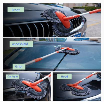 Rotary Chenille Soft Brush Long Handle Retractable Car Wash Mop
