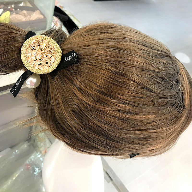 Rhinestone Hair Rope: Pearl Hair Accessories for Females