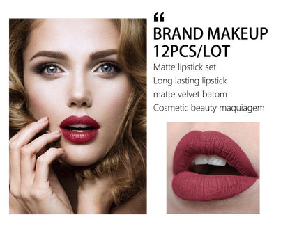 12 PCs Lipstick Kit Long Lasting Matte Set Lipstick